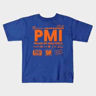 Vintage Palma de Mallorca PMI Airport Code Travel Day Retro Travel Tag Kids T-Shirt